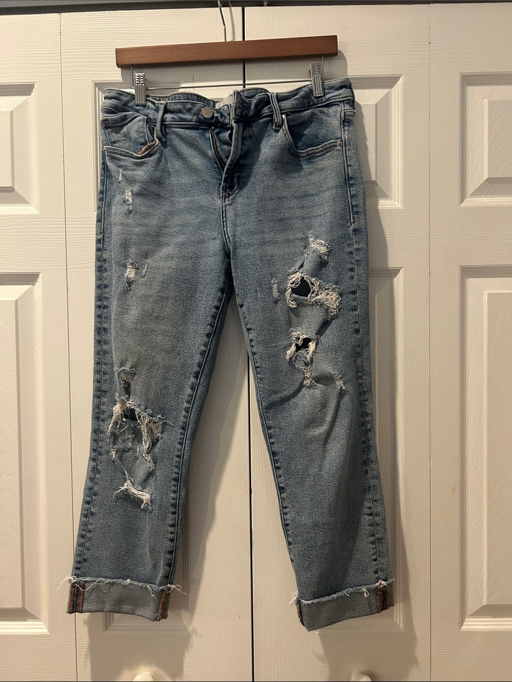 Dear John Light Blue Distressed Cropped Jeans